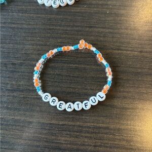 Colorful Beaded Bracelet with 'GREATFUL' Charm